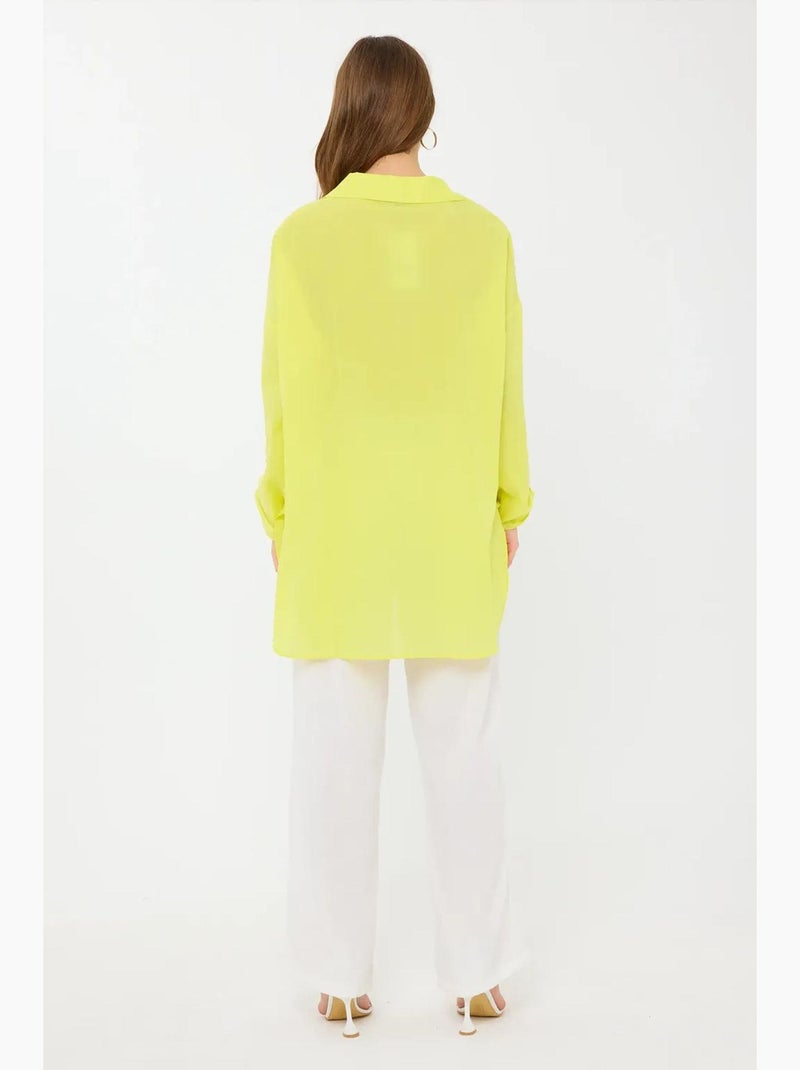 Camisa abotonada de manga larga de gran tamaño hiccup Amarillo - Kiabi