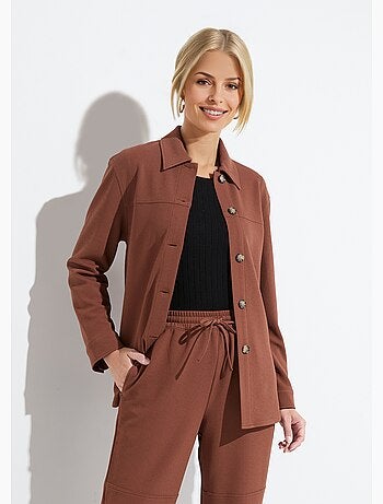 Camisa abotonada de punto crepé liso - AFIBEL