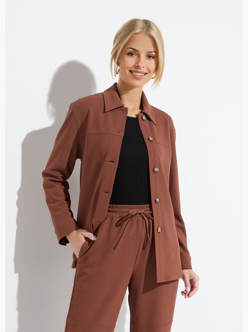 Camisa abotonada de punto crepé liso - AFIBEL - Kiabi