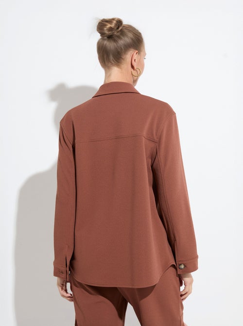 Camisa abotonada de punto crepé liso - AFIBEL - Kiabi