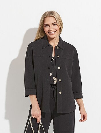 Camisa abotonada de punto crepé liso - AFIBEL