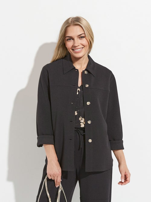 Camisa abotonada de punto crepé liso - AFIBEL - Kiabi