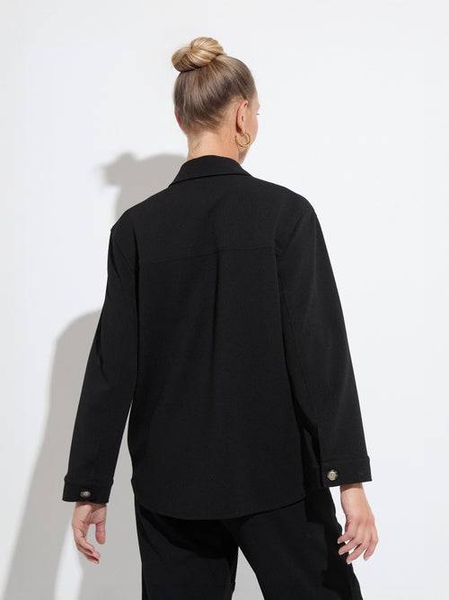 Camisa abotonada de punto crepé liso - AFIBEL - Kiabi