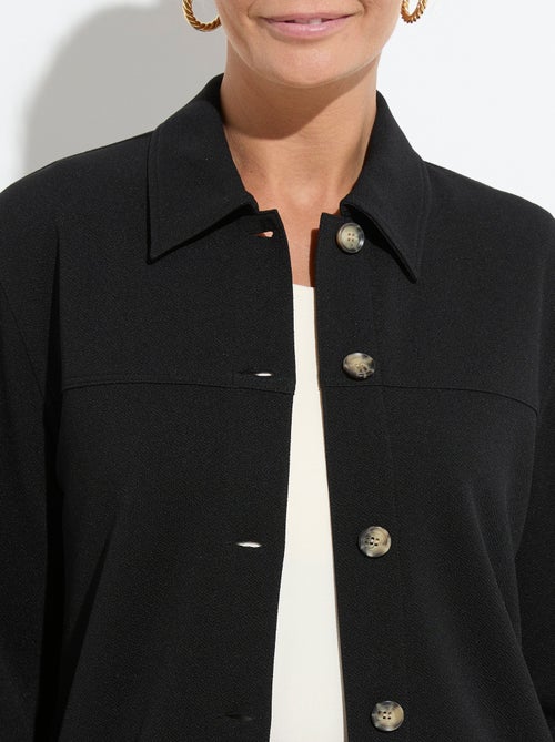 Camisa abotonada de punto crepé liso - AFIBEL - Kiabi