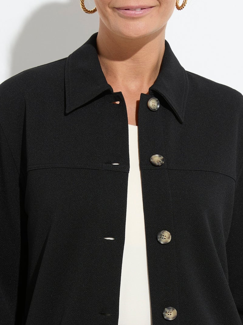 Camisa abotonada de punto crepé liso - AFIBEL Negro - Kiabi