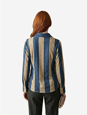 Camisa abotonada de terciopelo tejido a rayas my fashion