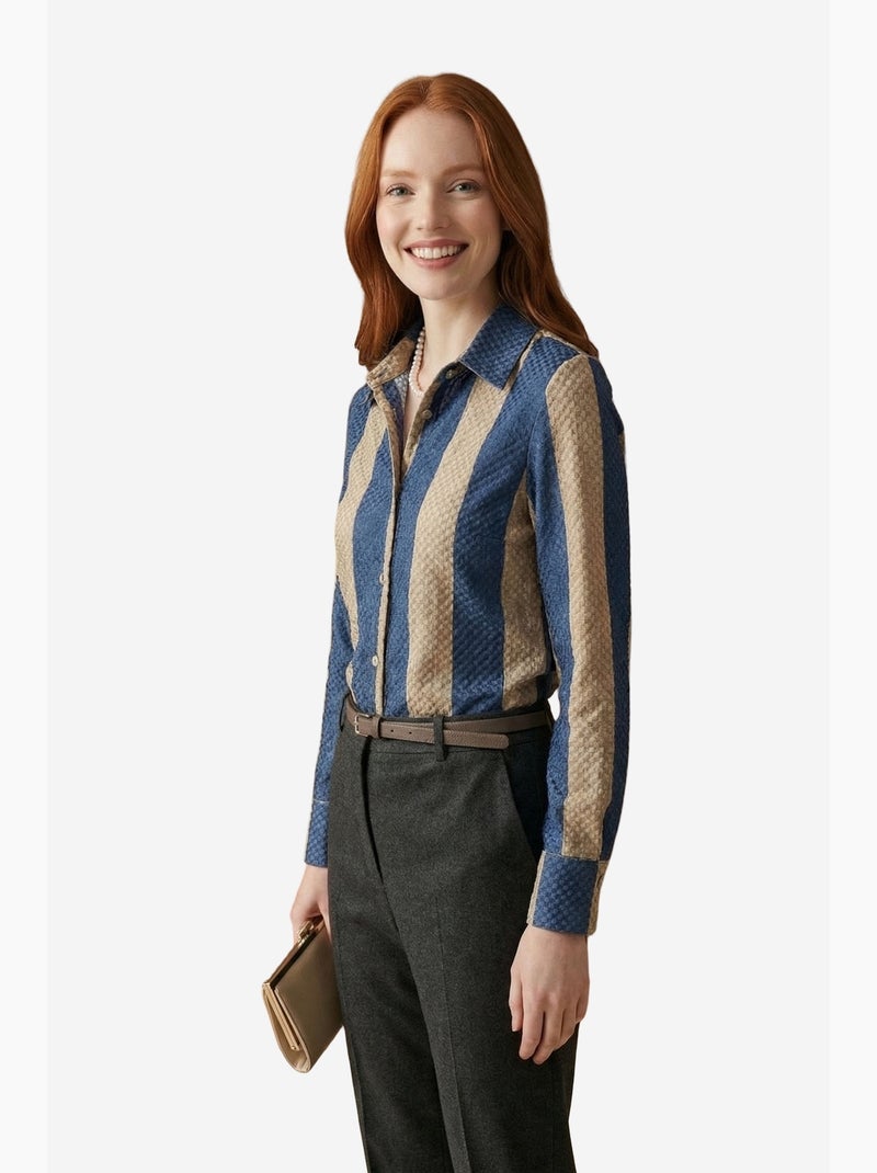 Camisa abotonada de terciopelo tejido a rayas my fashion Arena - Kiabi