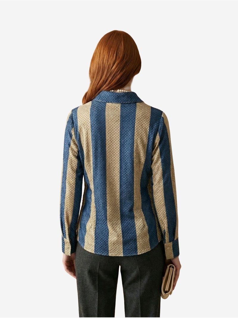 Camisa abotonada de terciopelo tejido a rayas my fashion Arena - Kiabi