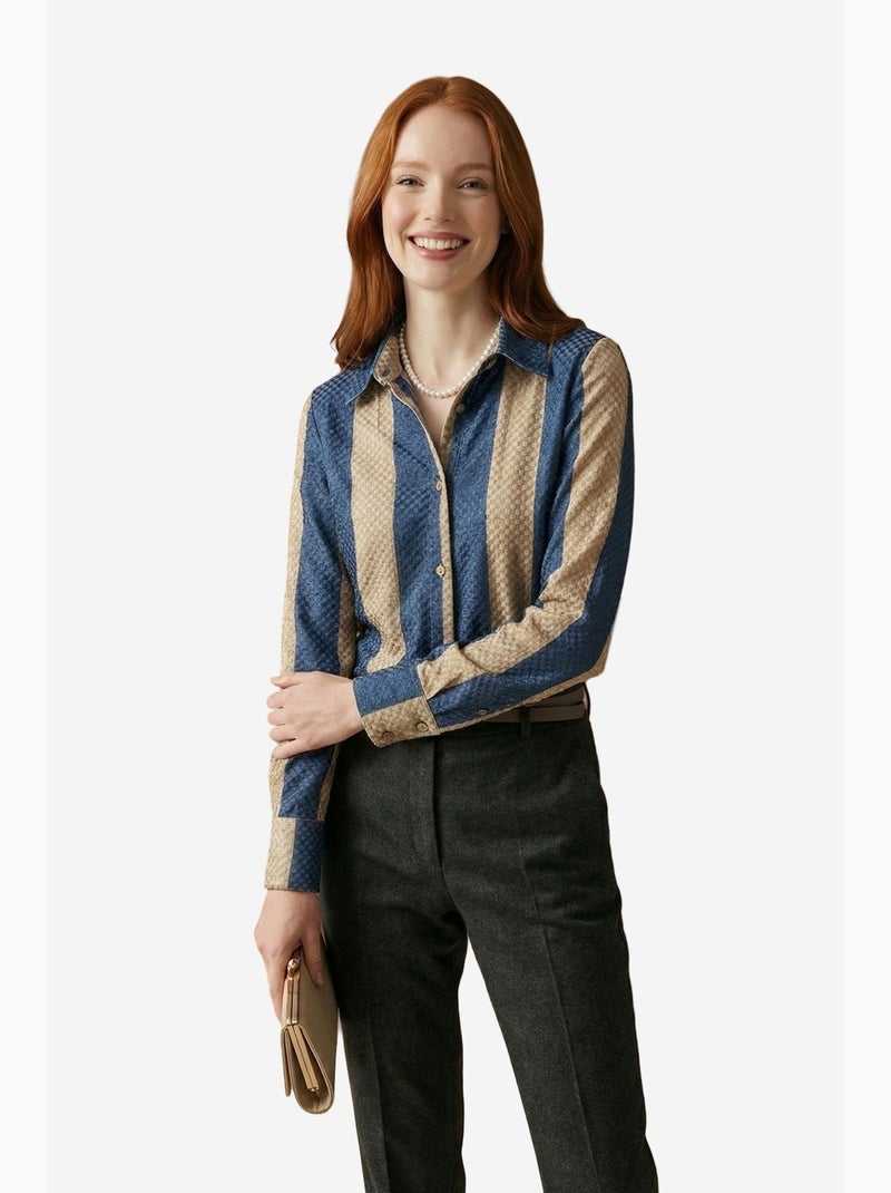 Camisa abotonada de terciopelo tejido a rayas my fashion Arena - Kiabi