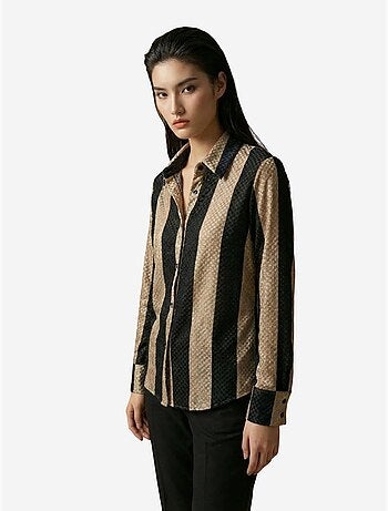 Camisa abotonada de terciopelo tejido a rayas my fashion