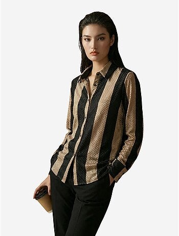 Camisa abotonada de terciopelo tejido a rayas my fashion