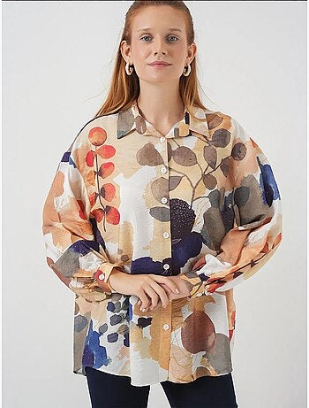 Camisa abotonada floral extragrande de bdart
