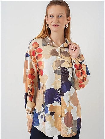 Camisa abotonada floral extragrande de bdart