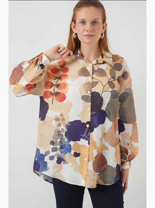 Camisa abotonada floral extragrande de bdart - Kiabi Camisa abotonada floral extragrande de bdart - Kiabi