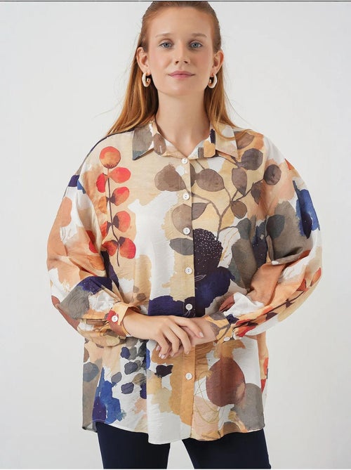 Camisa abotonada floral extragrande de bdart - Kiabi Camisa abotonada floral extragrande de bdart - Kiabi