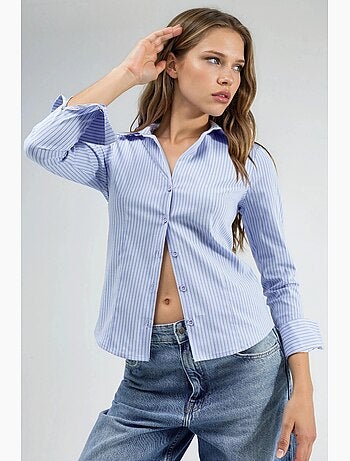 Camisa ajustada a rayas con cierre de botones hiccup