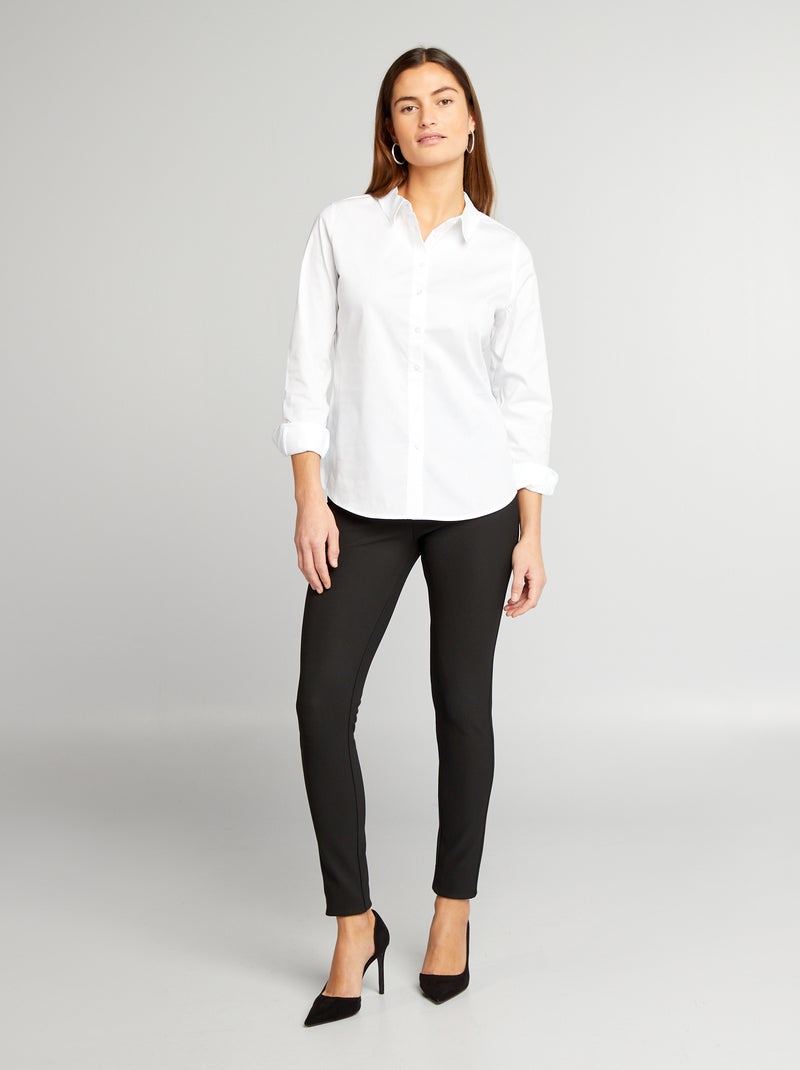 Camisa ajustada con cuello italiano blanco - Kiabi