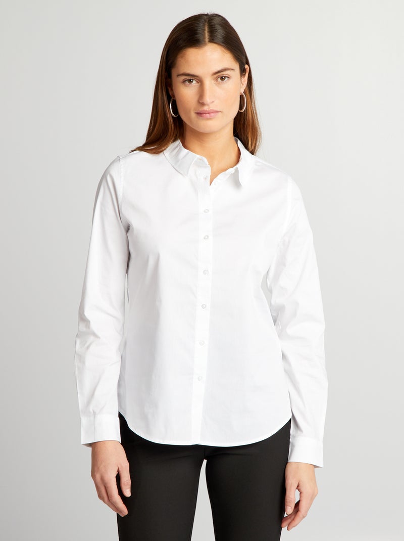 Camisa ajustada con cuello italiano blanco - Kiabi