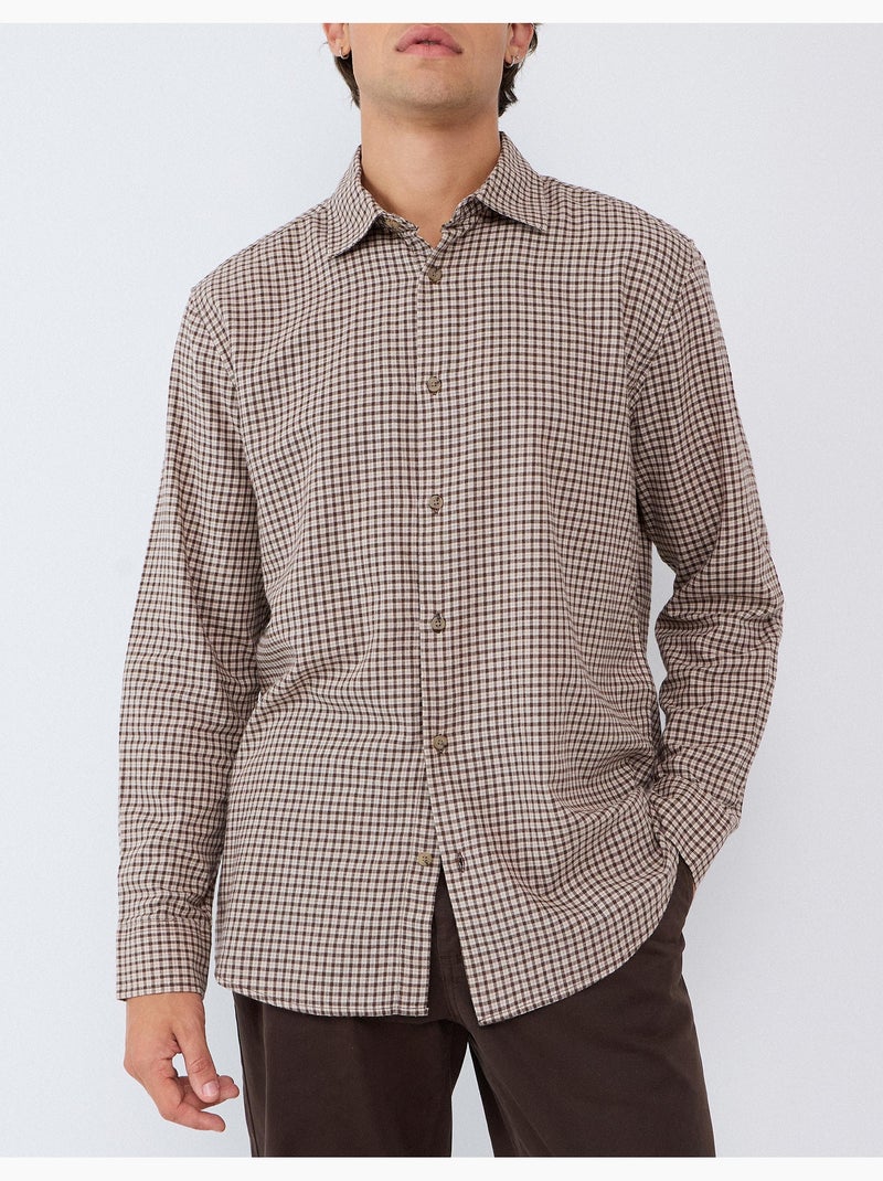 Camisa ajustada con patrón, mo fashion Beige - Kiabi