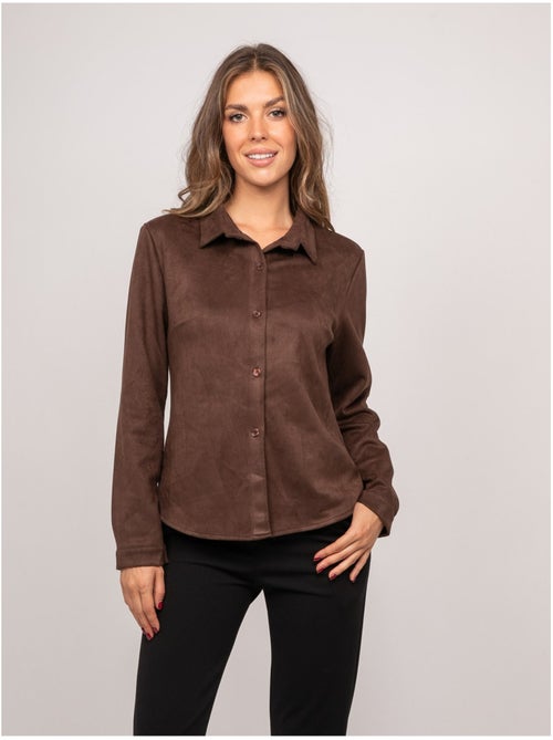 Camisa ajustada de antelina ologane - Kiabi