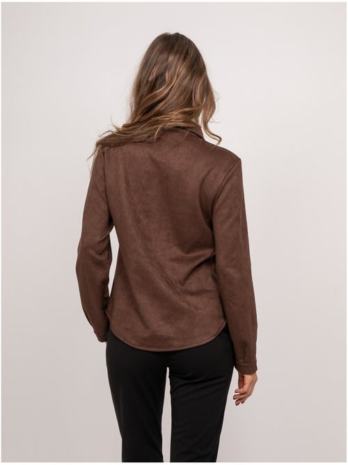 Camisa ajustada de antelina ologane - Kiabi