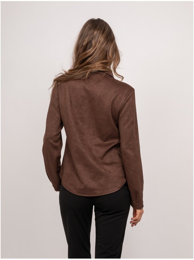 Camisa ajustada de antelina ologane Marrón - Kiabi