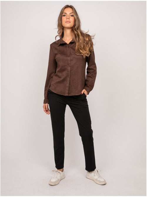 Camisa ajustada de antelina ologane - Kiabi