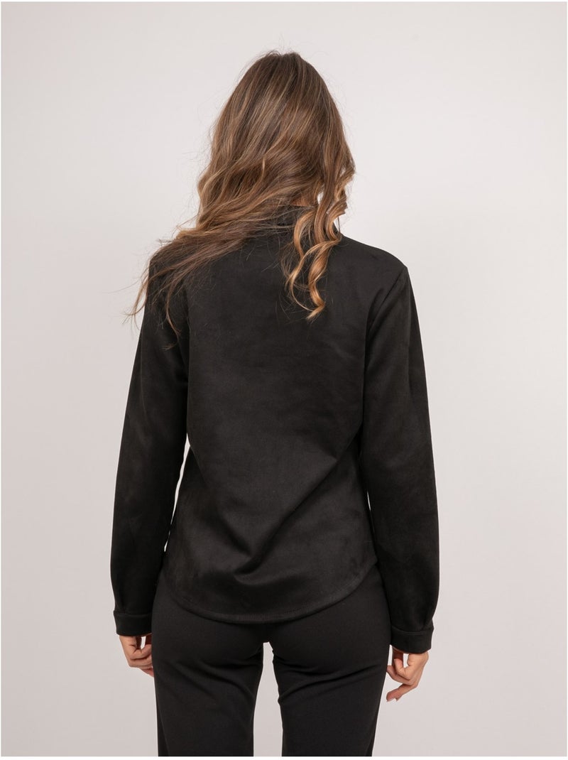 Camisa ajustada de antelina ologane Negro - Kiabi