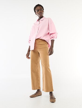 Camisa ancha con botones de concha