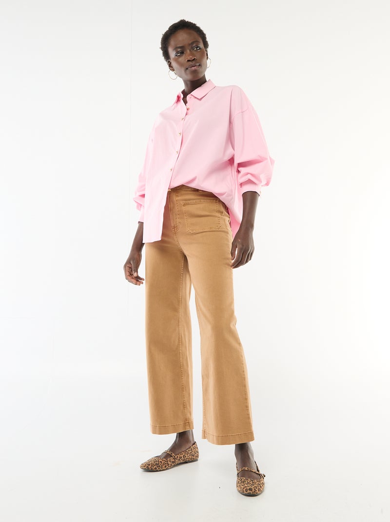 Camisa ancha con botones de concha Rosa - Kiabi