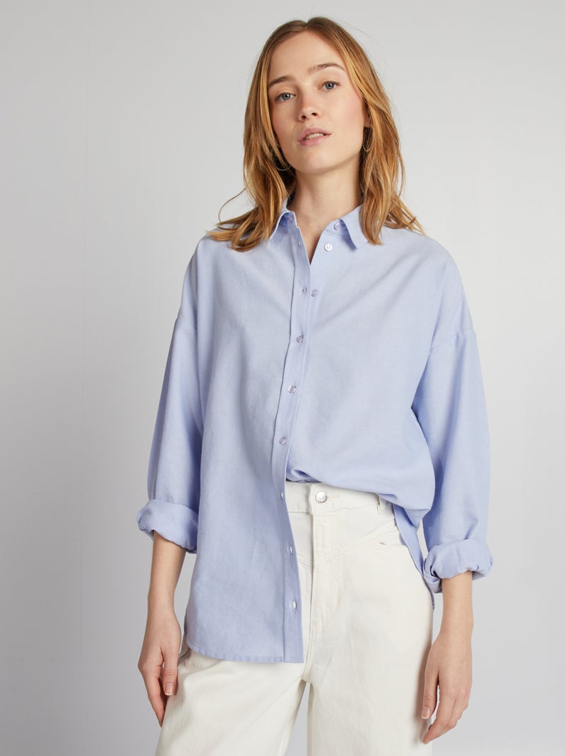Camisa ancha oxford AZUL - Kiabi