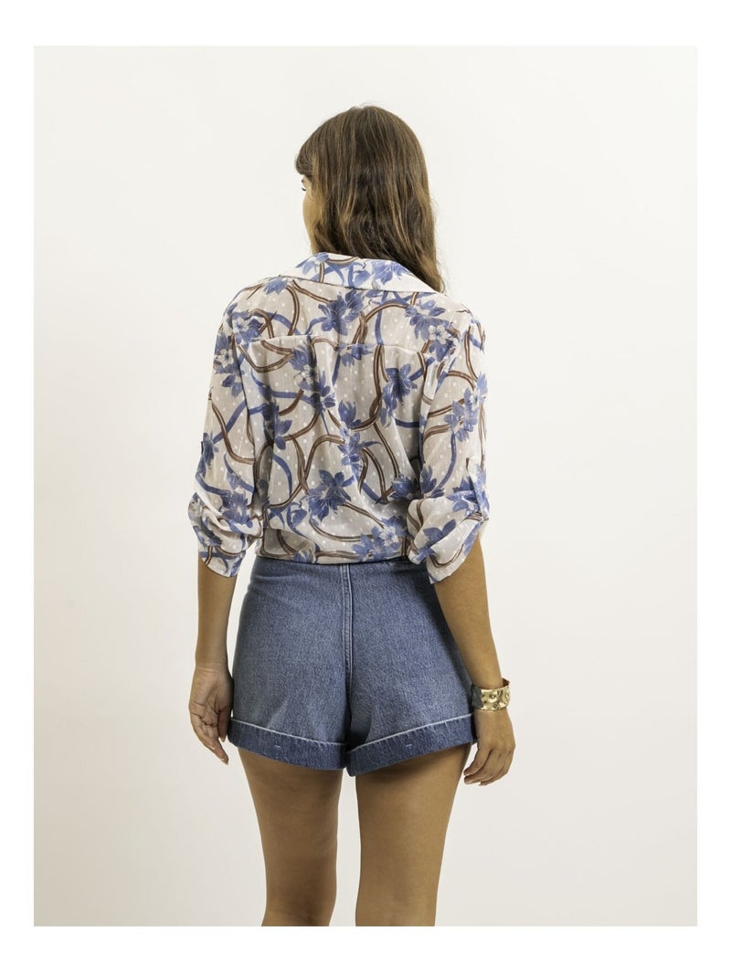 Camisa anudada estampada OBERDA Azul - Kiabi