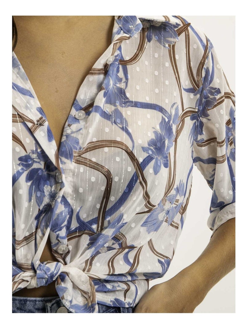 Camisa anudada estampada OBERDA Azul - Kiabi