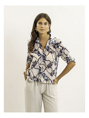 Camisa anudada estampada OBERDA