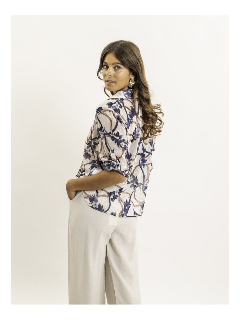 Camisa anudada estampada OBERDA Azul marino - Kiabi