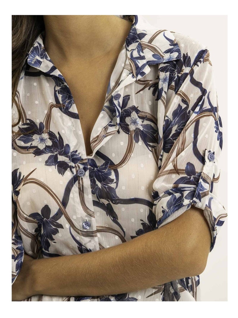 Camisa anudada estampada OBERDA Azul marino - Kiabi