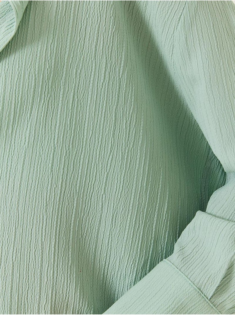 Camisa básica arrugada extragrande con hombros descubiertos lucci Verde menta - Kiabi