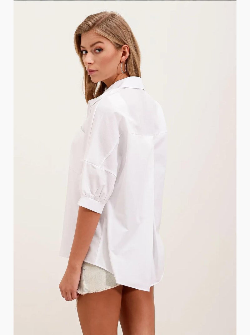 Camisa básica de manga corta extragrande bdart Blanco - Kiabi