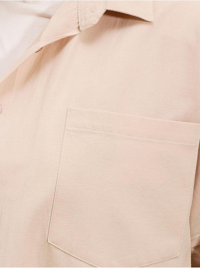 Camisa básica de manga corta extragrande bdart Crema - Kiabi
