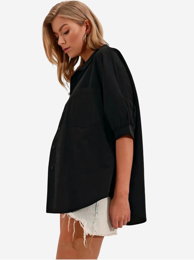 Camisa básica de manga corta extragrande bdart Negro - Kiabi