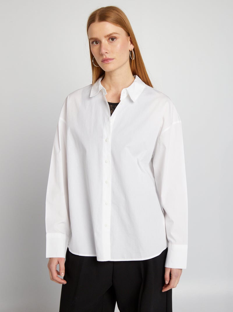 Camisa básica de popelina BLANCO - Kiabi