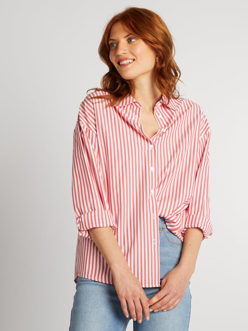 Camisa básica de popelina ROJO - Kiabi