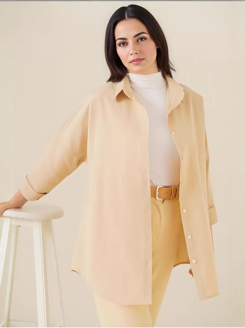 Camisa básica extragrande bdart Beige arcilla - Kiabi