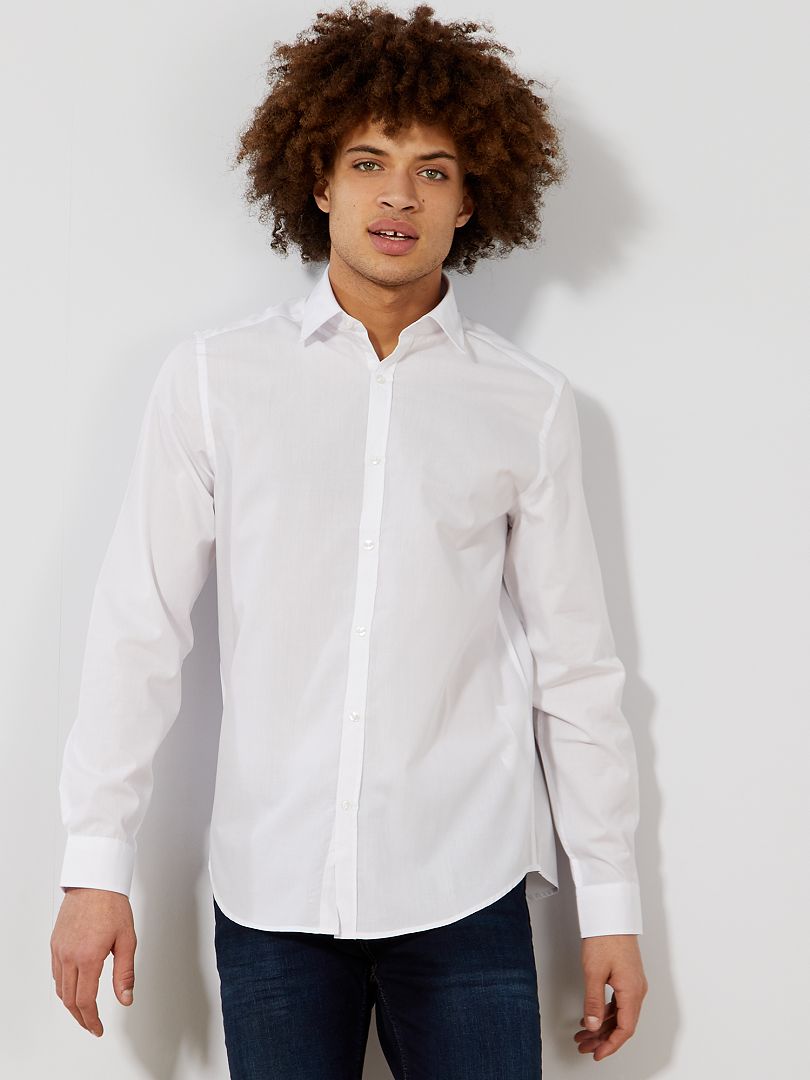 Camisa blanca lisa de corte recto Blanco - Kiabi