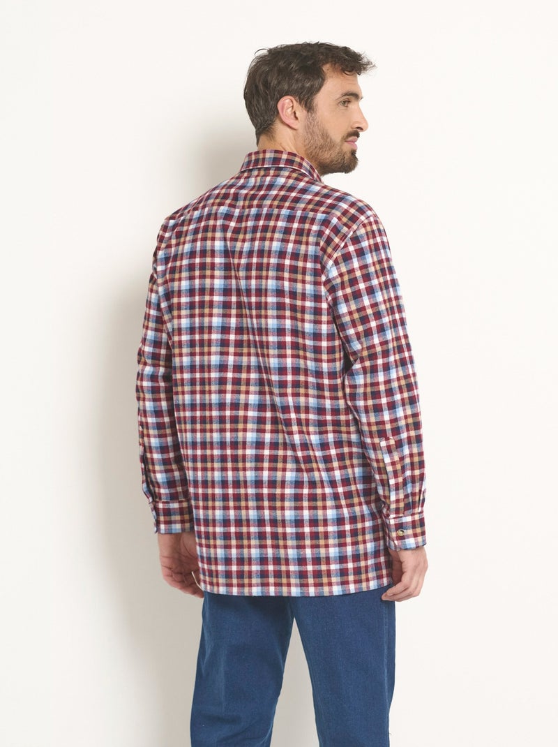 Camisa cálida de franela a cuadros - Afibel Burdeos - Kiabi