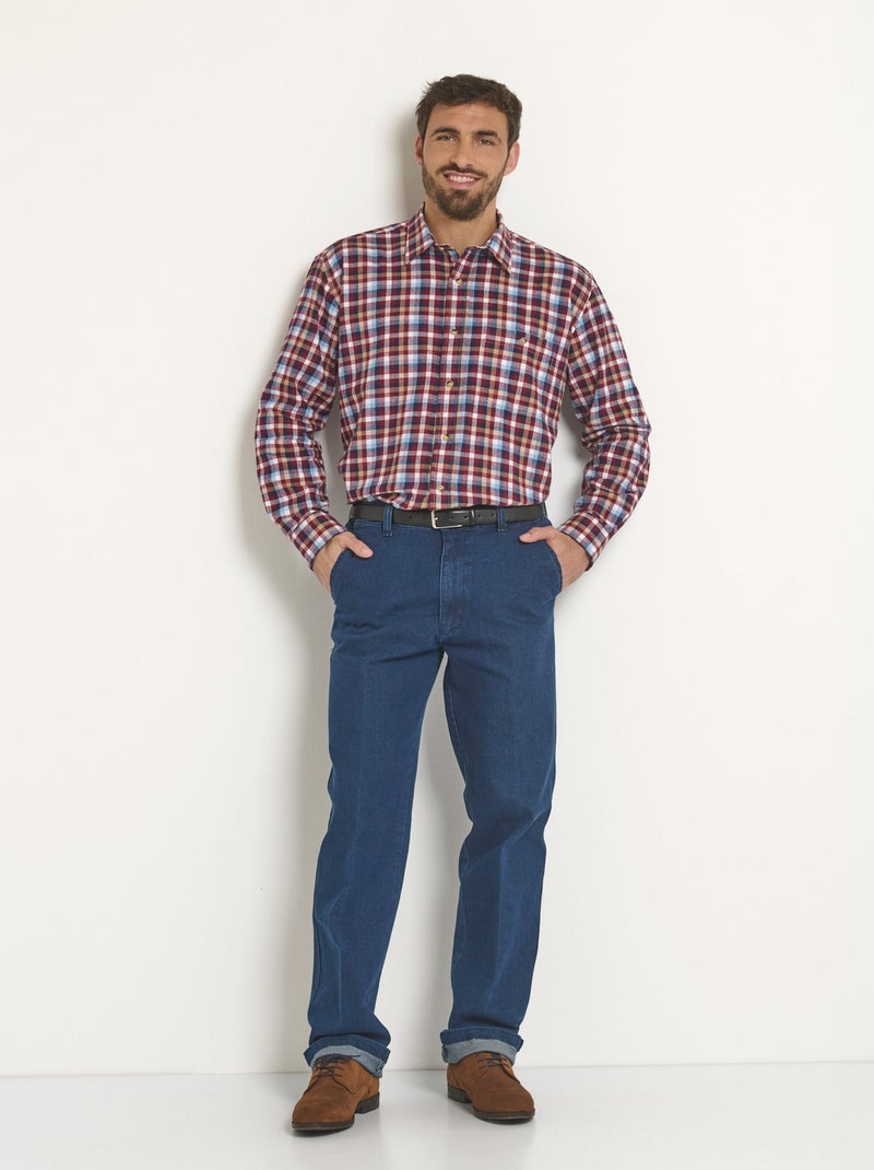 Camisa cálida de franela a cuadros - Afibel Burdeos - Kiabi