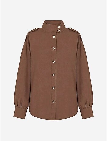 Camisa casual abotonada con cuello mao mixray