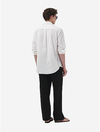 Camisa casual de algodón de manga larga con bolsillo giesto