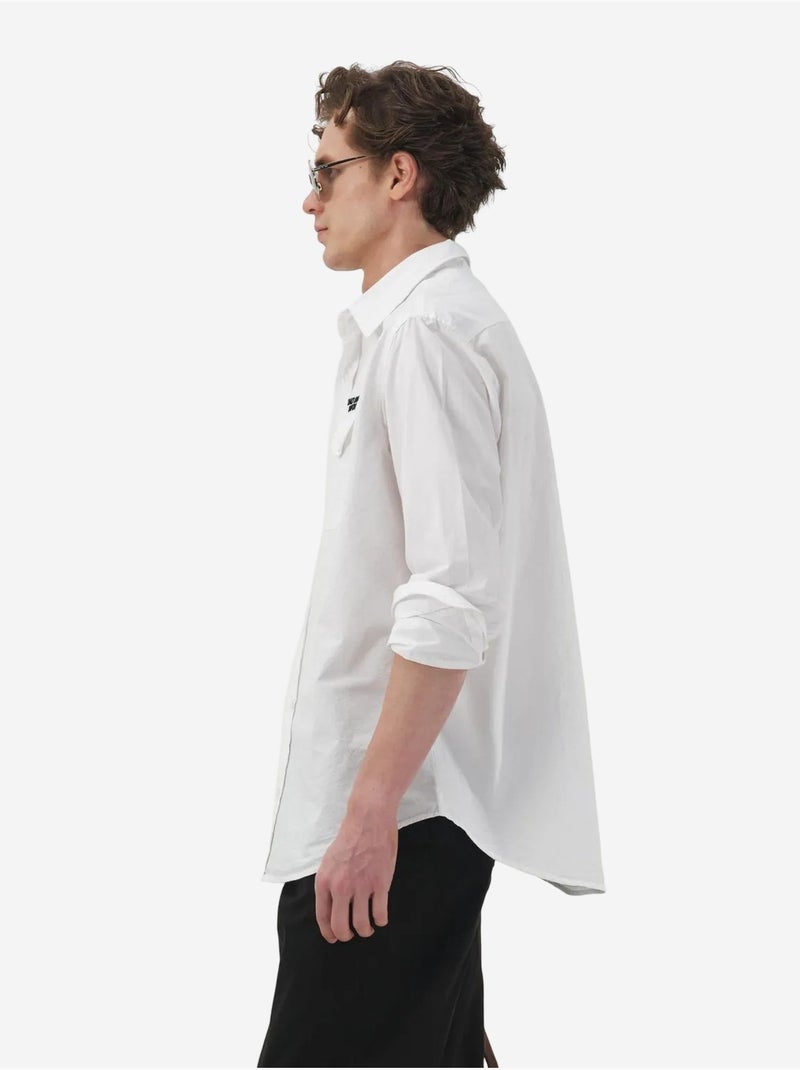 Camisa casual de algodón de manga larga con bolsillo giesto Blanco - Kiabi