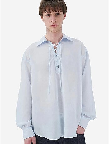 Camisa casual de manga larga de corte relajado con detalle anudado giesto